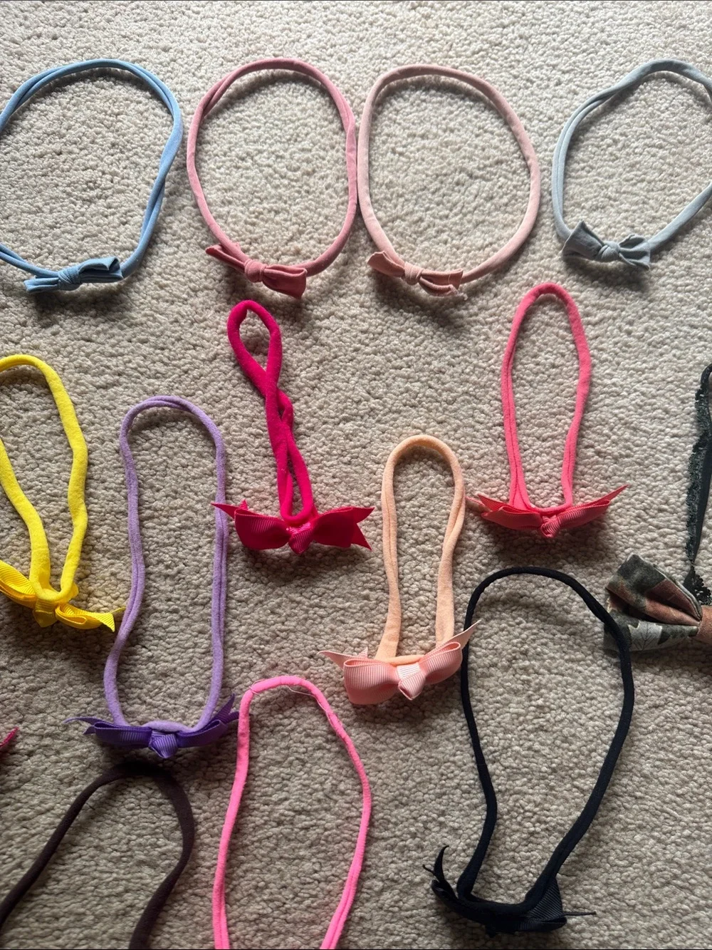 Baby Girl THIN Headband Bow Lot 20+ Nylon Stretch Bows Newborn Infant